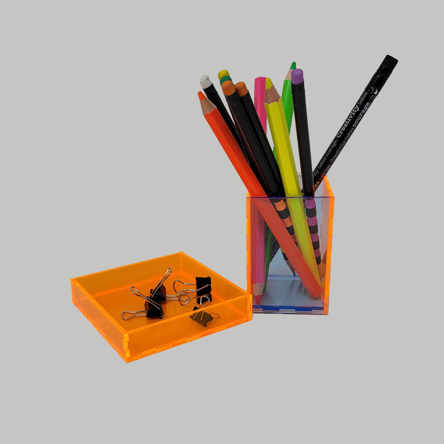 Square Neon Orange Acrylic Tray