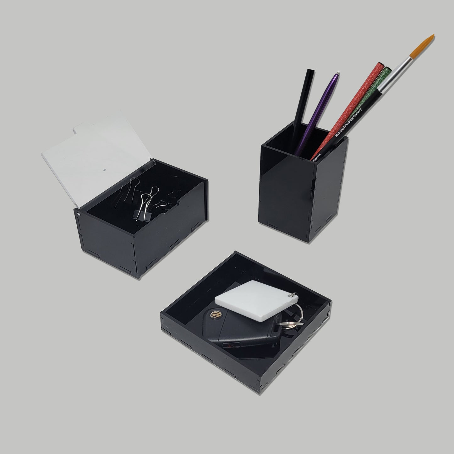 Paperclip Desk Organizer Box Black