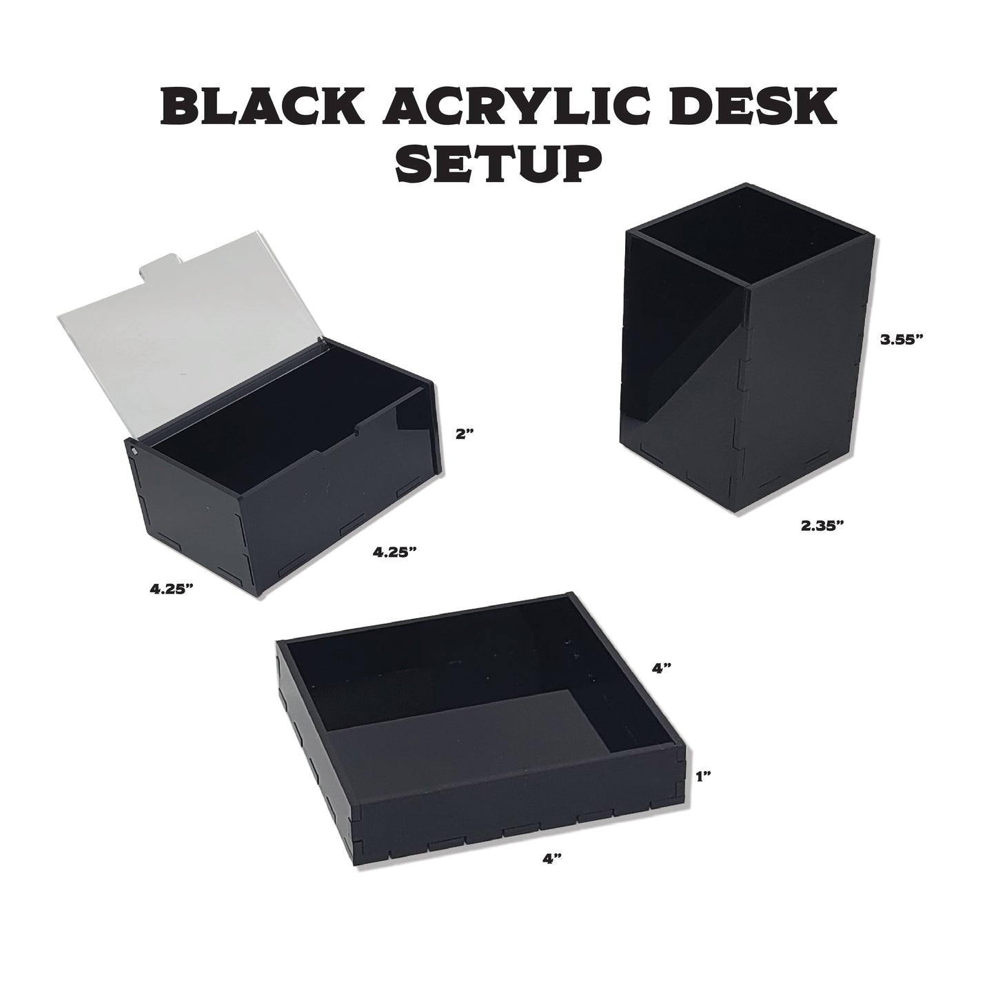 Black Acrylic Desk Setup (set of 3)