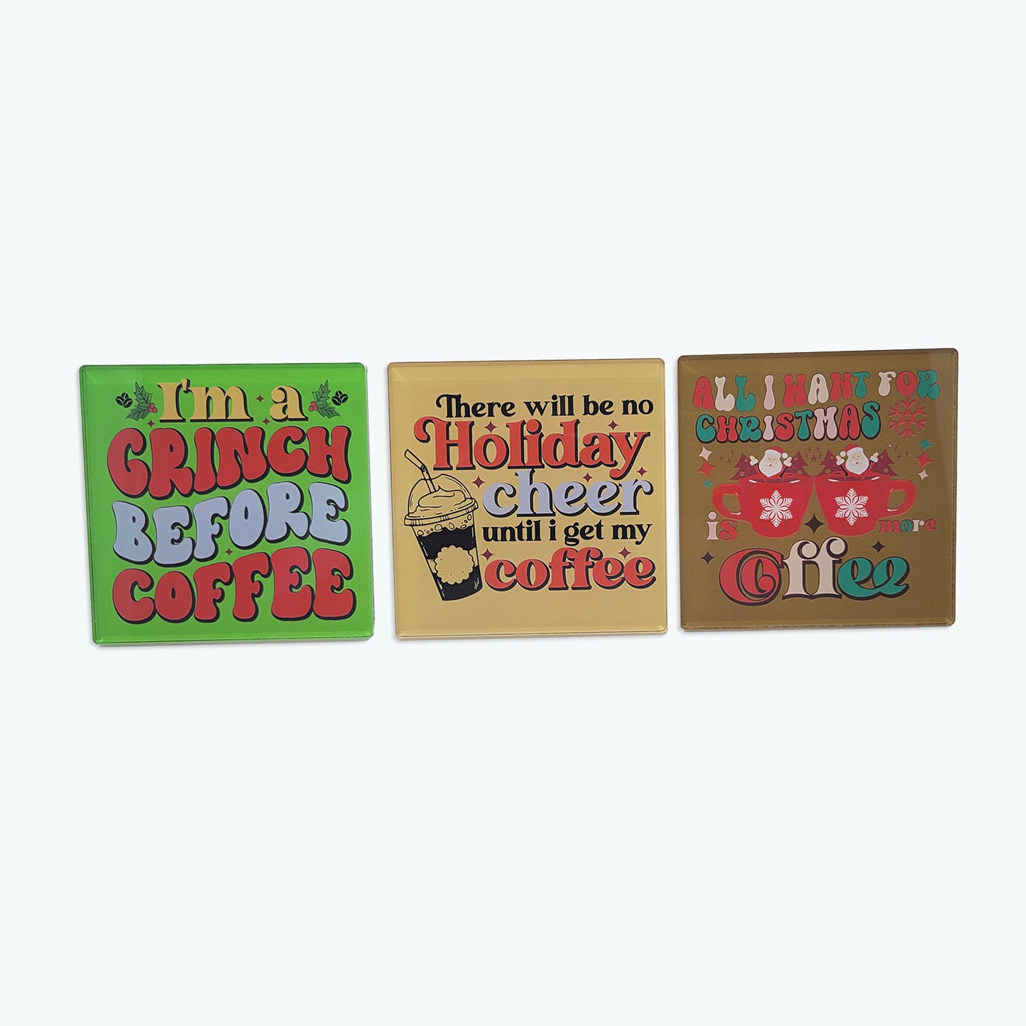Christmas Coffee Acrylic Coaster Set of 3