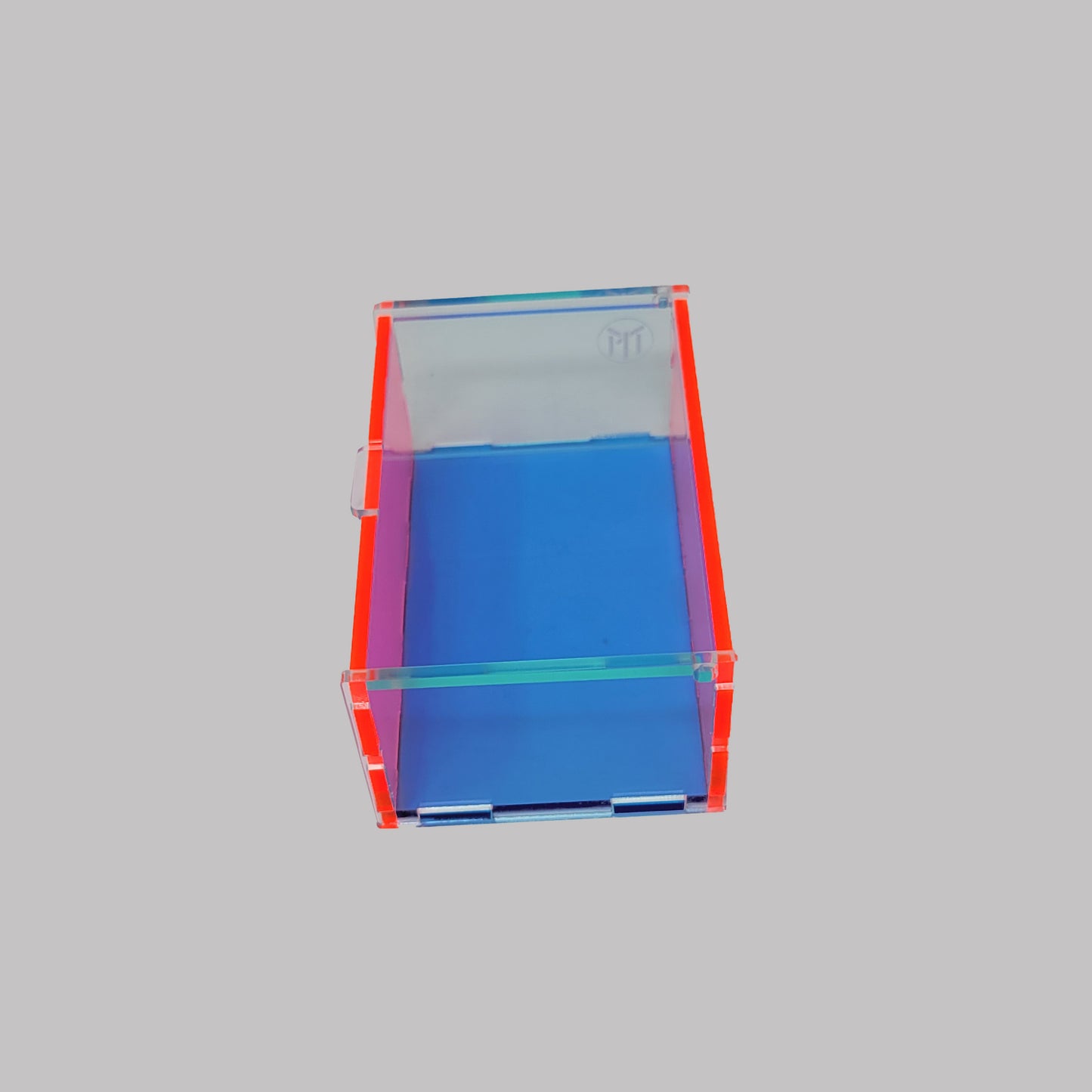 Paperclip Desk Organizer Box Neon Pink, Semi Transparent Blue, Green Glass Clear