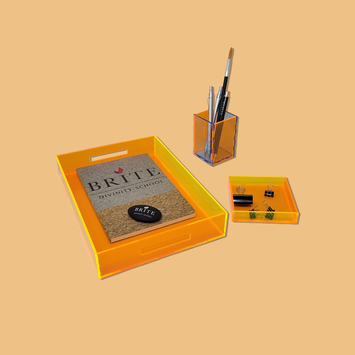 Desk Set up Neon Orange and Neon Yellow Set of 2