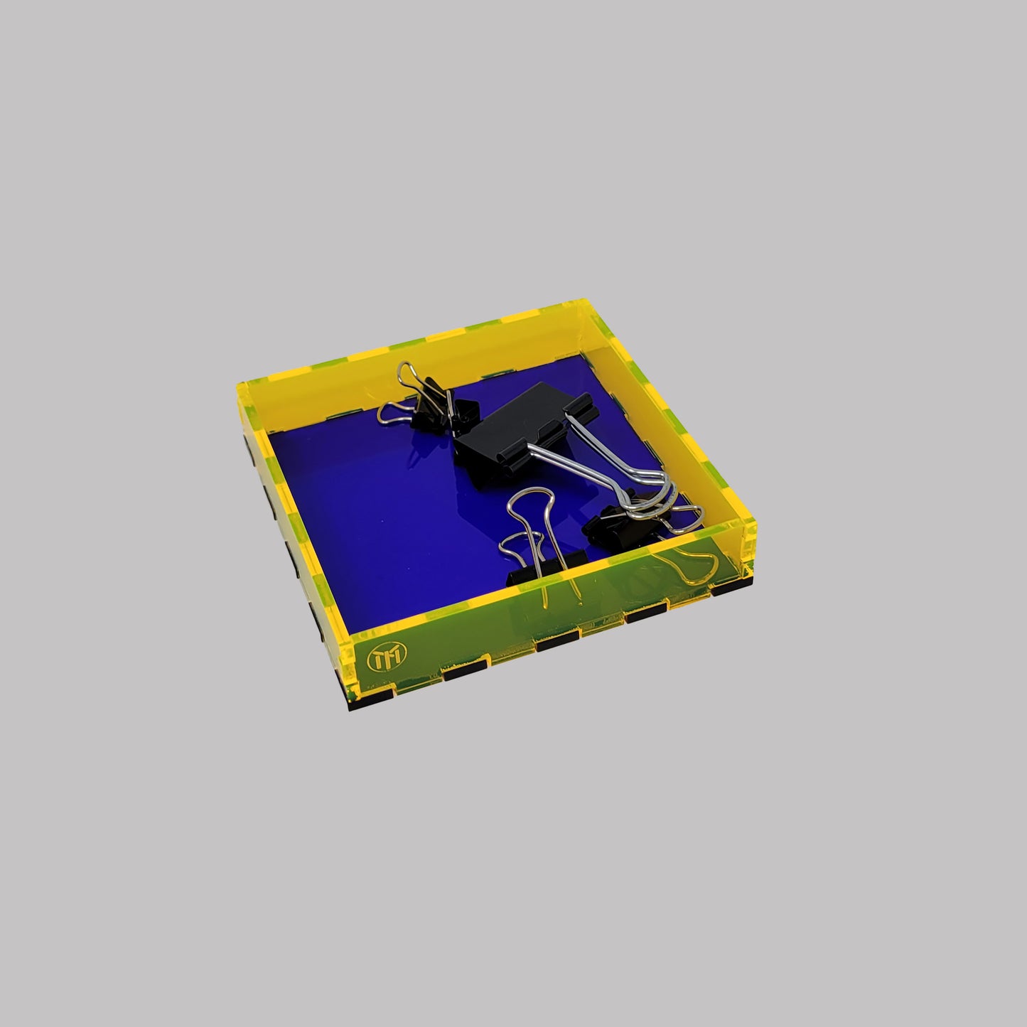 Square Cobalt Blue / Neon Yellow Acrylic Tray