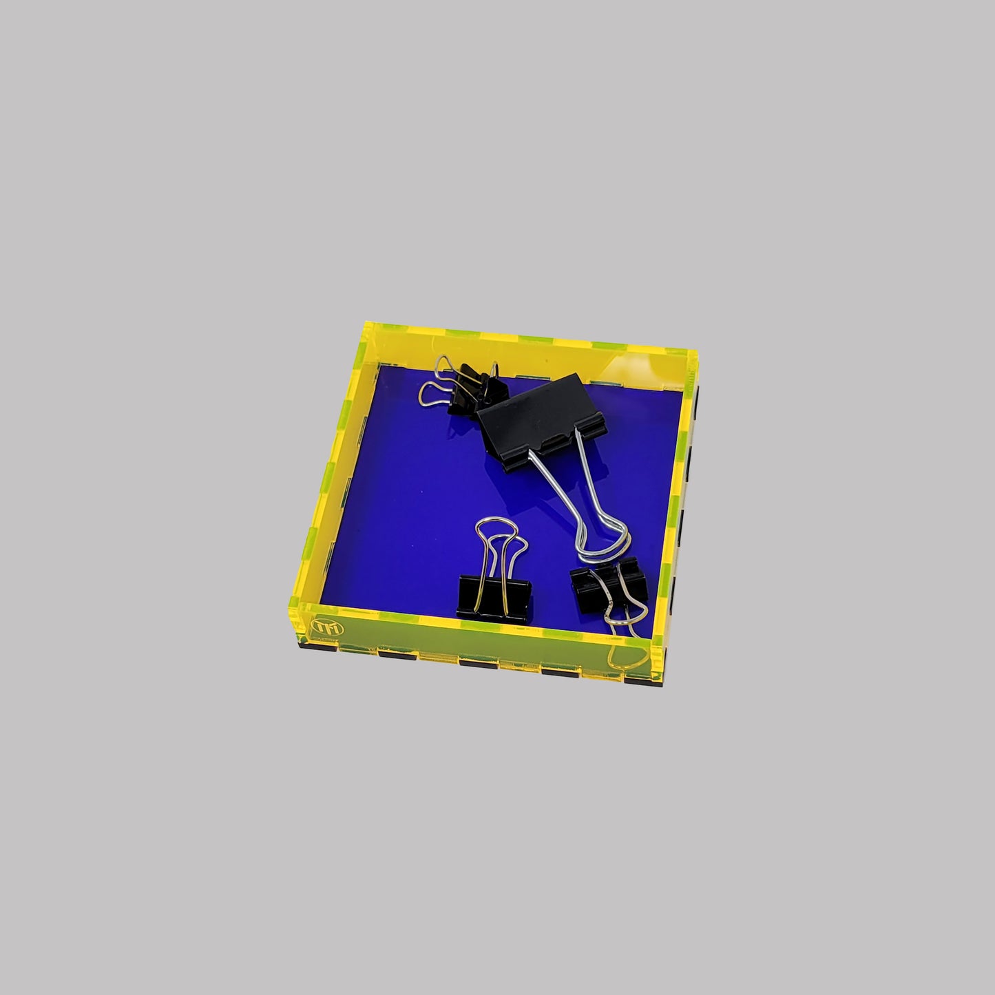 Square Cobalt Blue  / Neon Yellow  Acrylic Tray