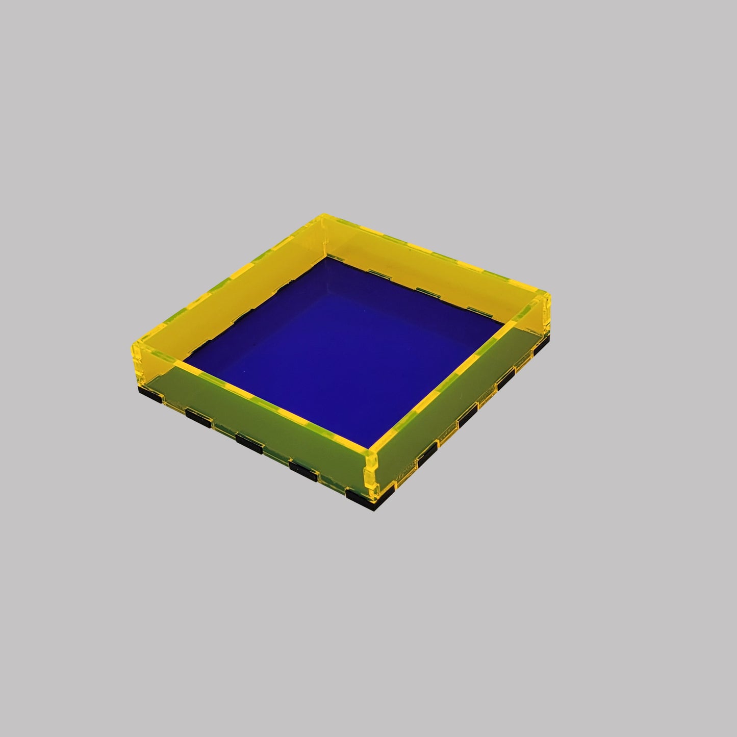 Square Cobalt Blue / Neon Yellow Acrylic Tray