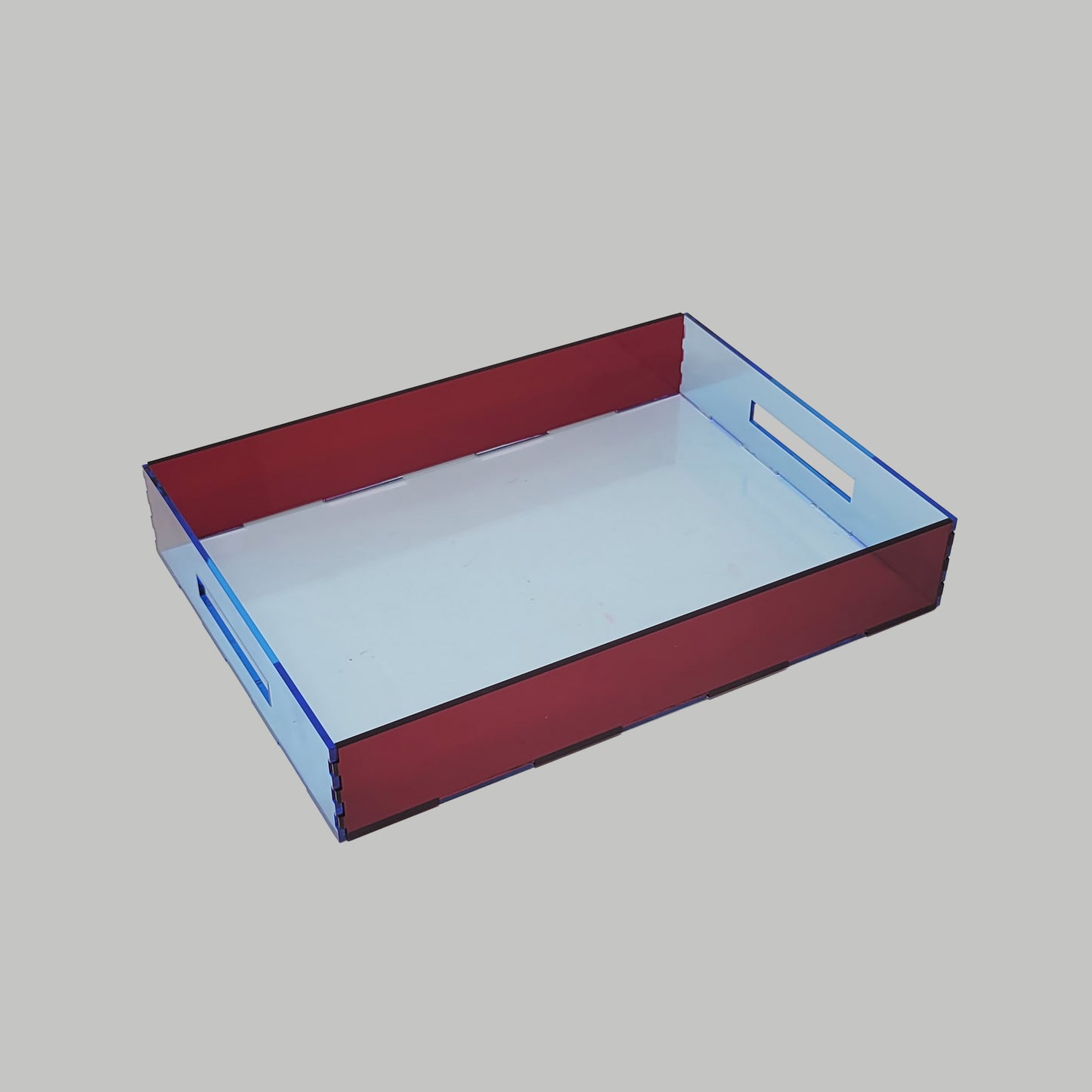 Tray Desk Organizer Neon Blue / Semi-Transparent Red