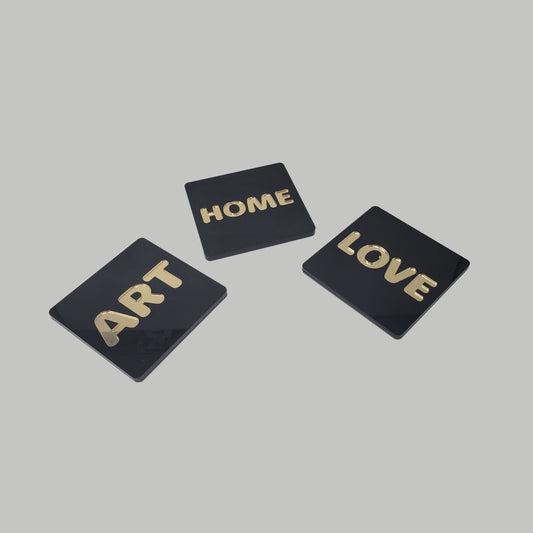 Art, Love, Home Coaster Set of 3