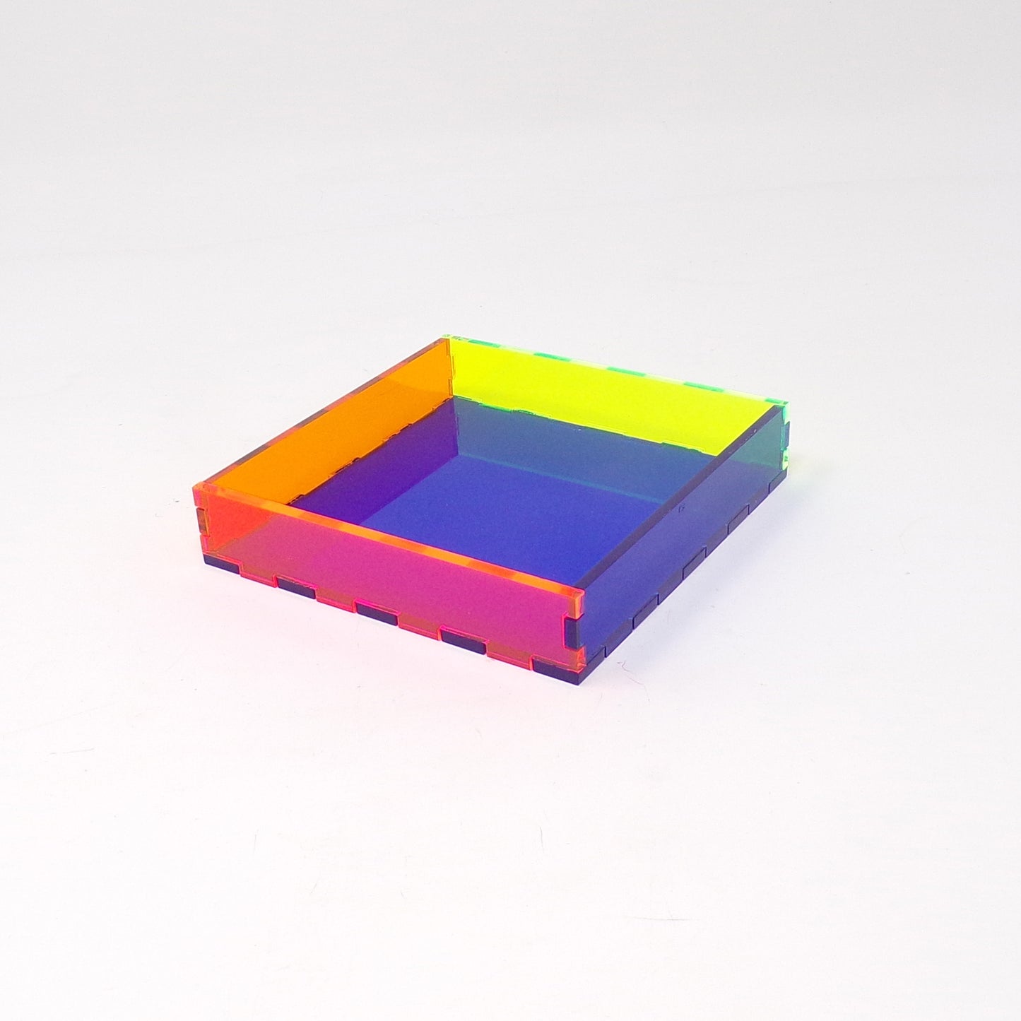 Square Multicolor Acrylic Tray Color: Cobalt Blue, Fluorescent Blue, Fluorescent Pink, Fluorescent Green