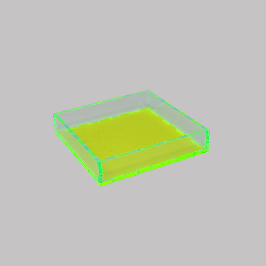 Square  Neon Green / Clear Acrylic Tray