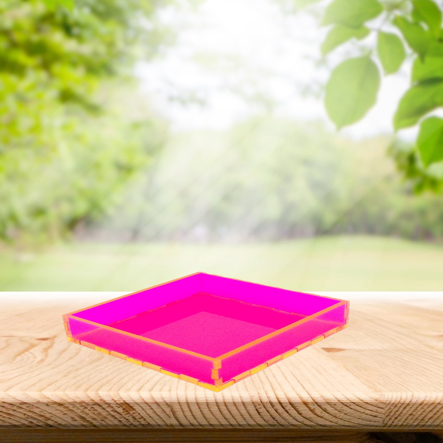 Square Neon Pink Acrylic Tray