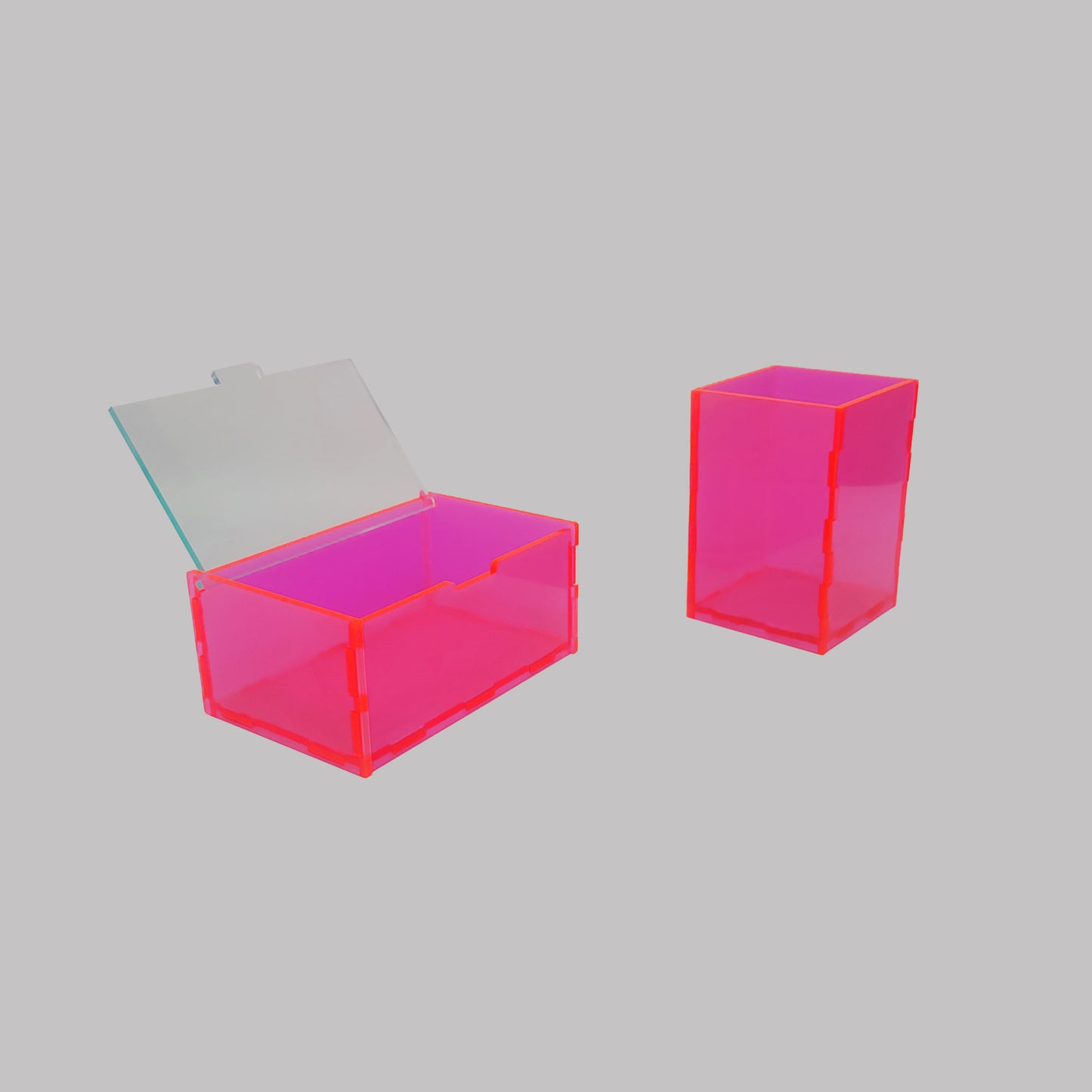Paperclip Desk Organizer Box Neon Pink