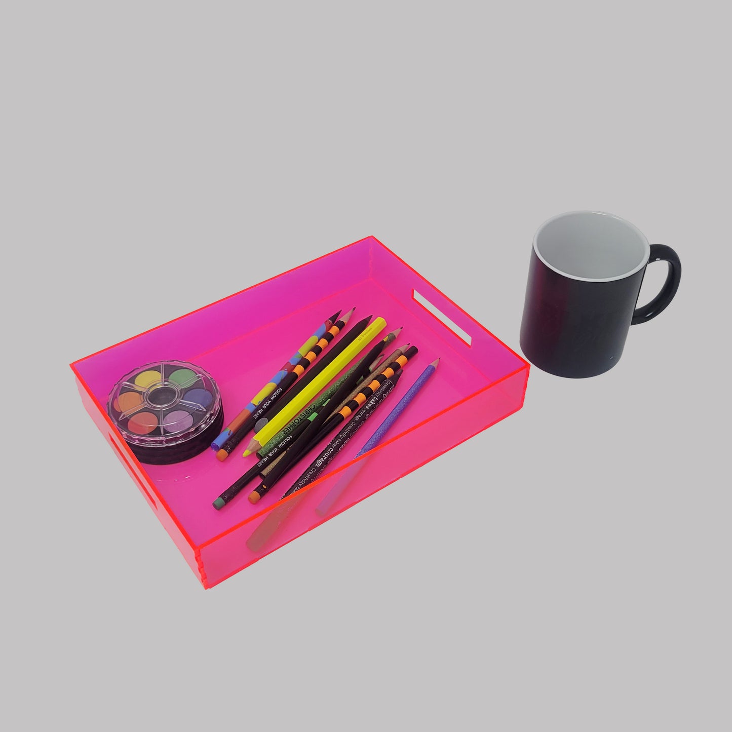 Tray Desk Organizer Neon Pink