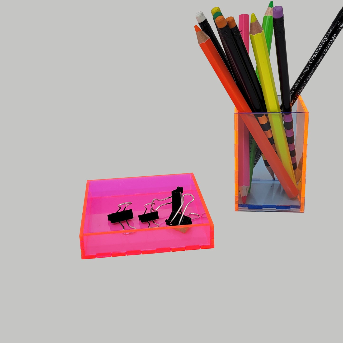 Square Neon Pink Acrylic Tray