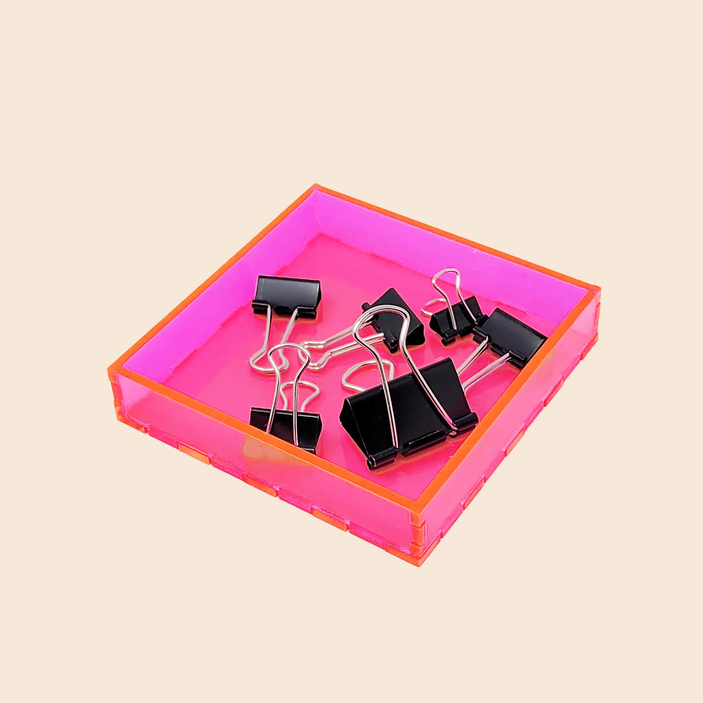 Square Neon Pink Acrylic Tray