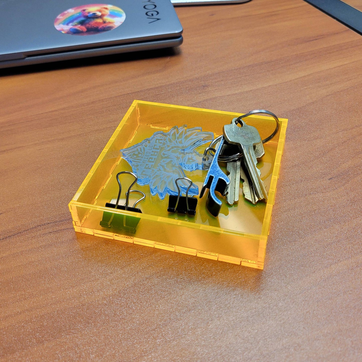 Square Neon Yellow Acrylic Tray
