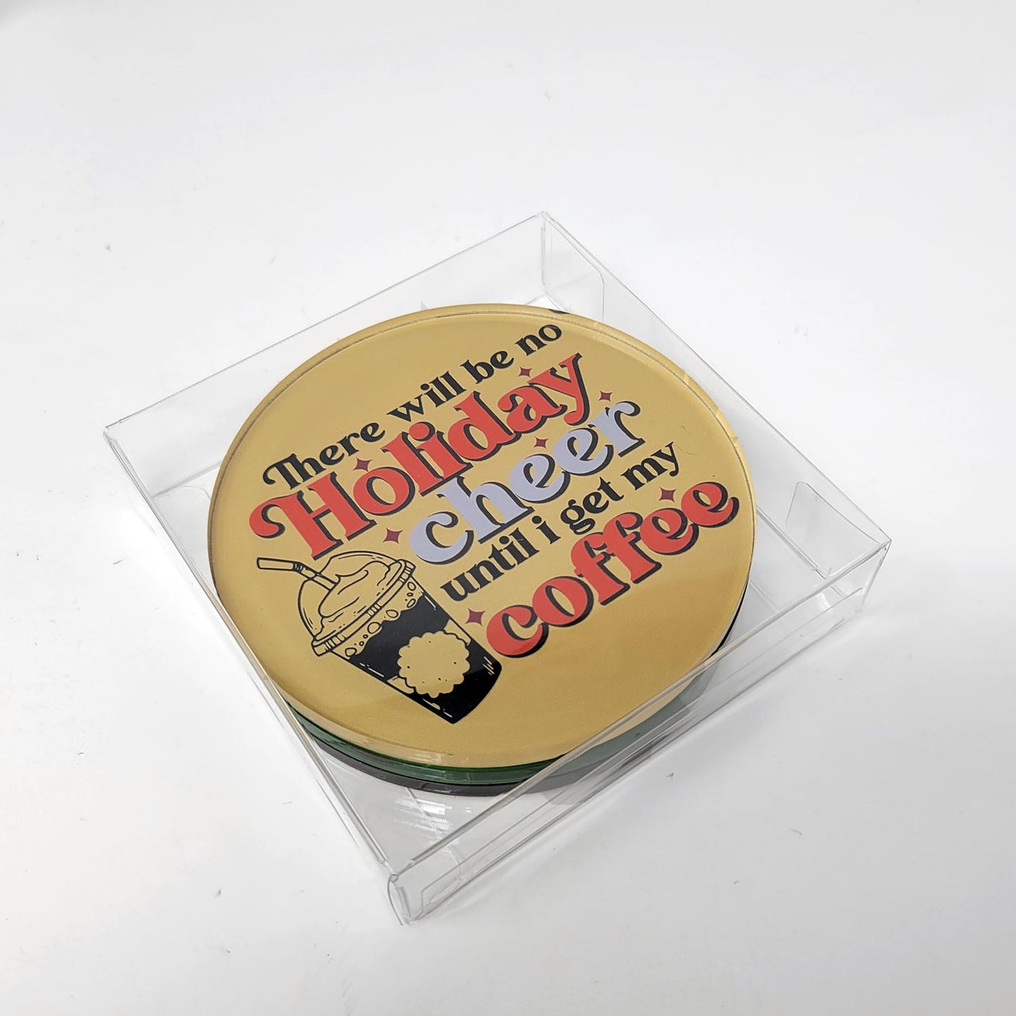 Round Christmas Acrylic Coaster Set of 3