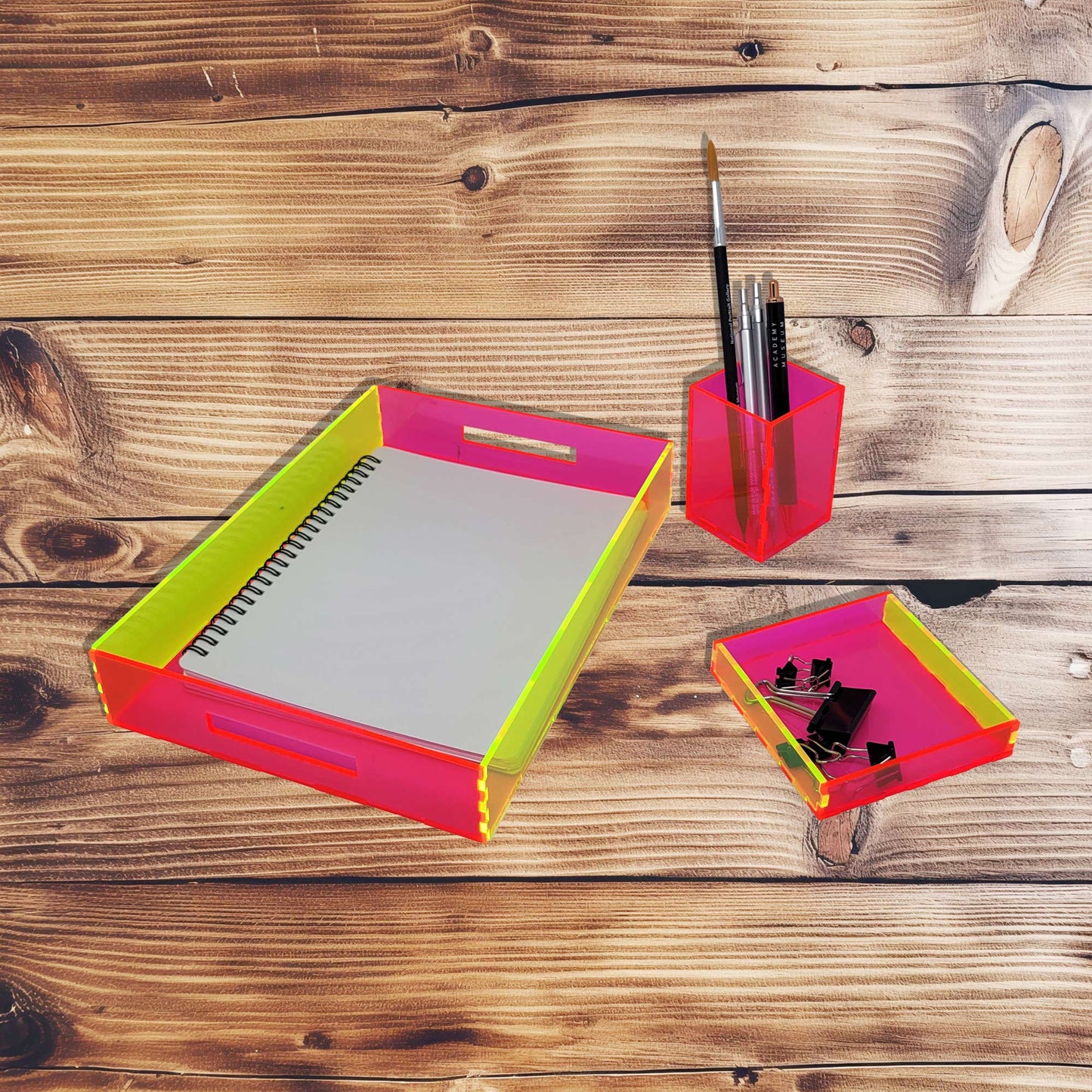 Desk Set up Neon Pink and Neon Green (Set of 3 Pieces )