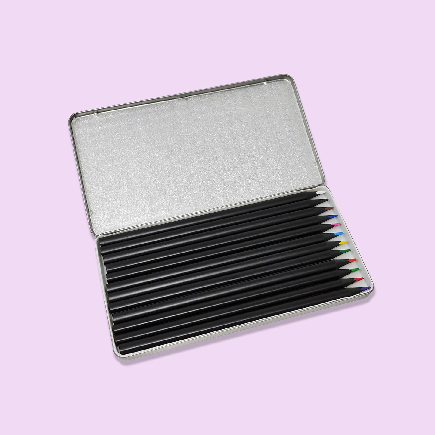 Silver Pencil Tin Box with "I never paint dreams or nightmares. I paint my own reality" illustration