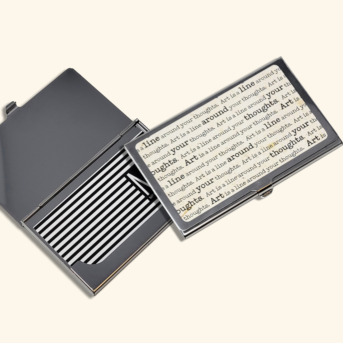 Metal Business Card Case | Gustav Klimt “Art Is A Line Around Your Thoughts” illustration.