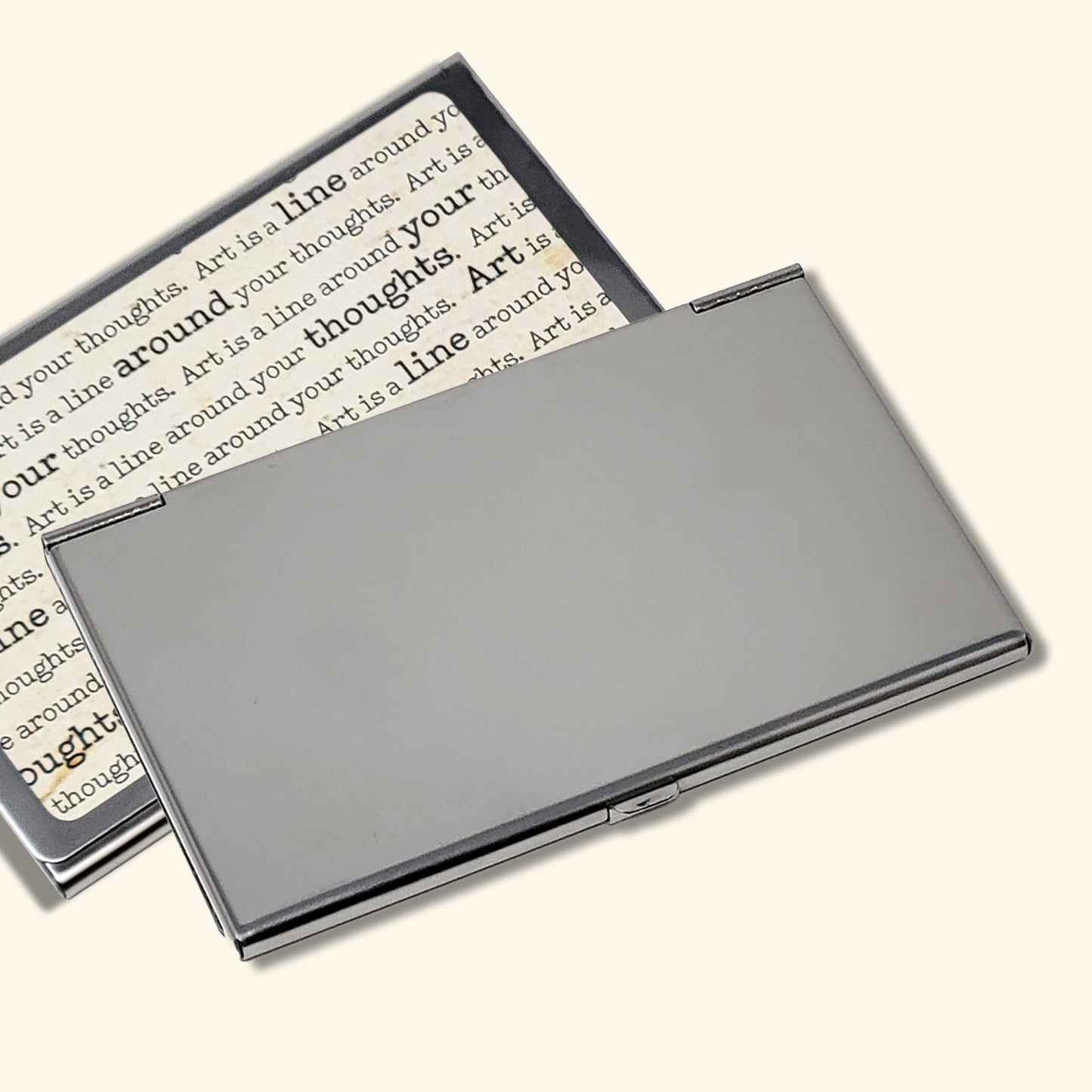 Metal Business Card Case | Gustav Klimt “Art Is A Line Around Your Thoughts” illustration.