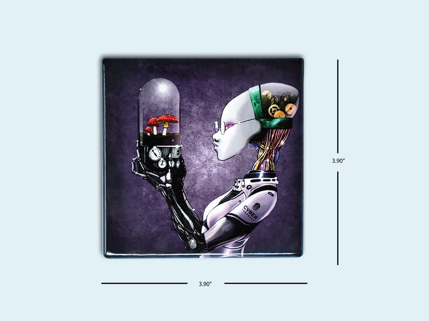 Set of 4 Ceramic Coaster with Cyber Technician's NFT's Artwork