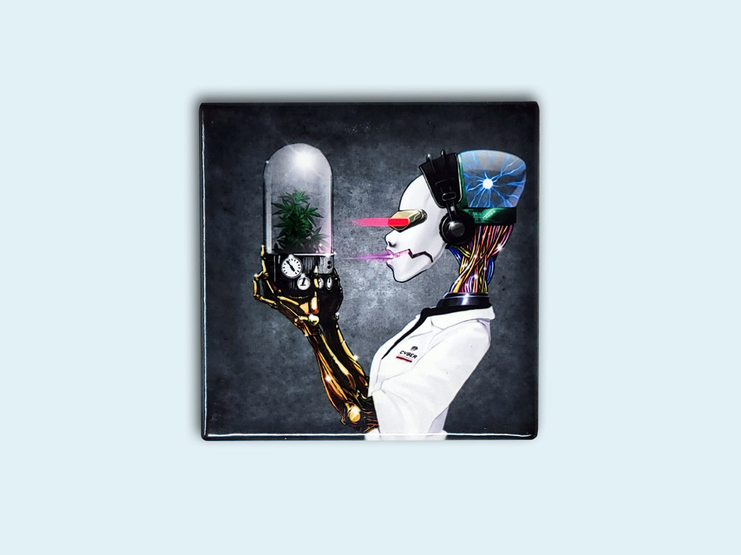 Set of 4 Ceramic Coaster with Cyber Technician's NFT's Artwork