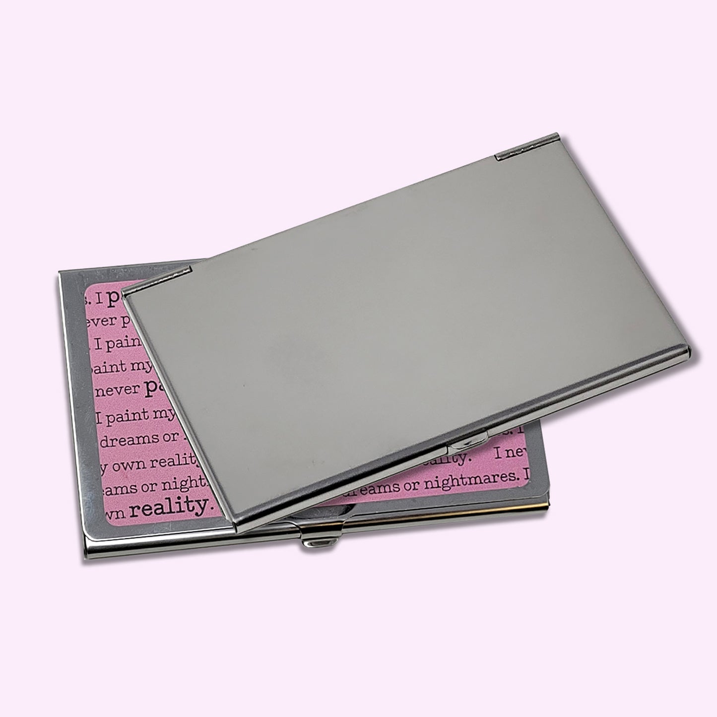 Metal Business Card Case | Frida Kahlo Quote "I never paint dreams or nightmares. I paint my own reality." illustration