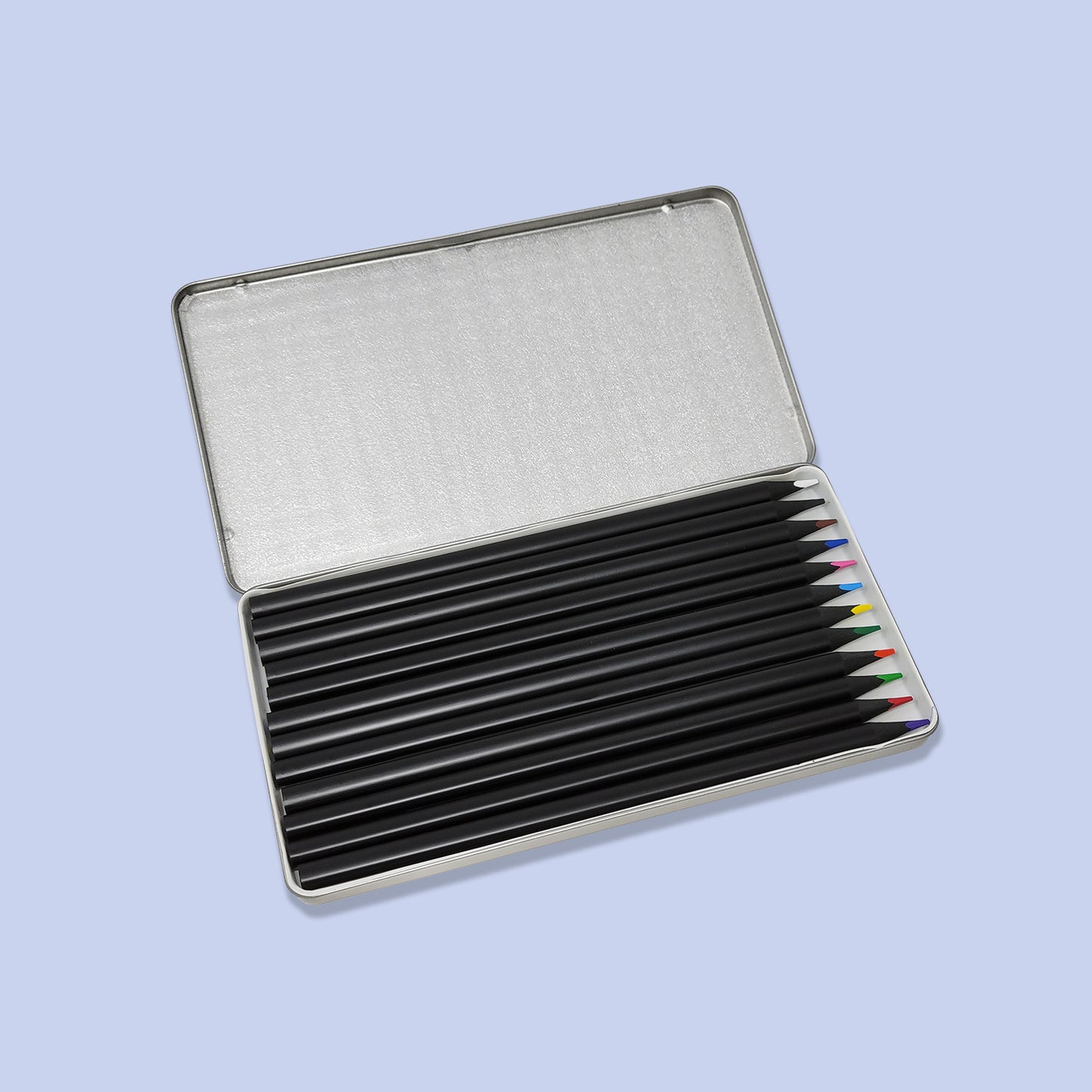 Silver Pencil Tin Box with "Creativity takes courage" illustration