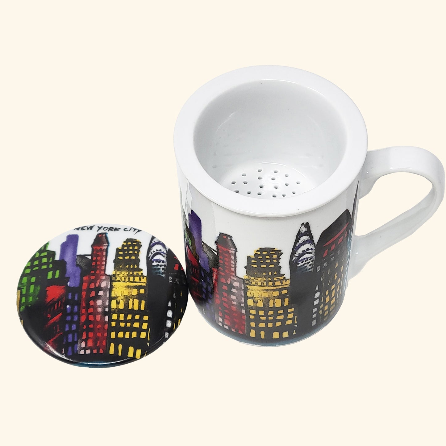 NYC Water Color Illustration on a tea cup