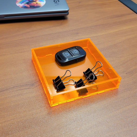 Square Neon Orange Acrylic Tray