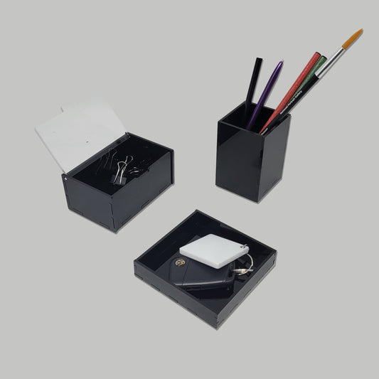 Black Acrylic Desk Setup (set of 3)