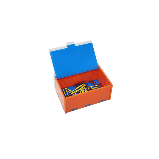 Paperclip Desk Organizer Box Orange / Blue Box