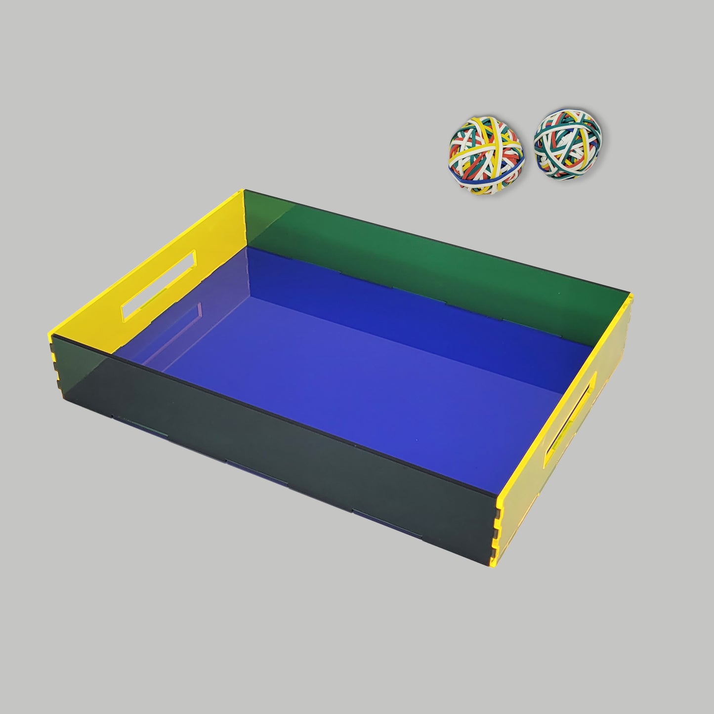 Tray Desk Organizer Cobalt Blue / Neon Yellow / Semi-Transparent Green