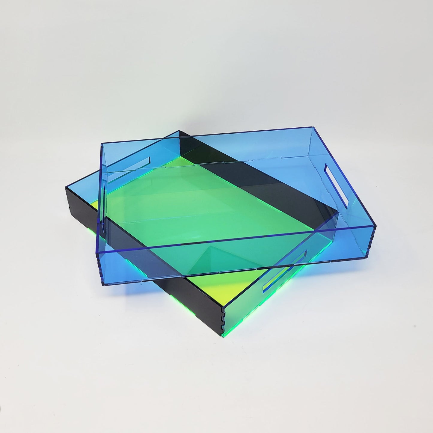 Tray Desk Organizer Neon Blue / Semi-Transparent Red /  Neon Yellow