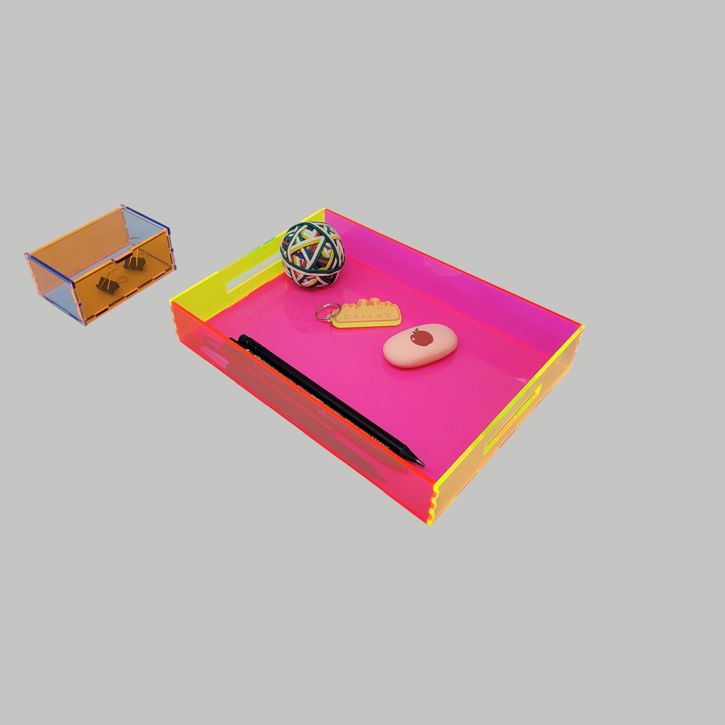 Tray Desk Organizer Neon Pink / Neon Green
