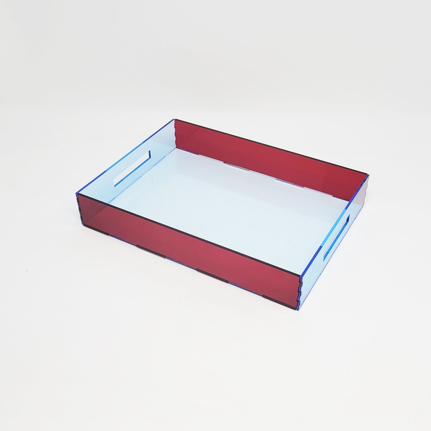 Tray Desk Organizer Neon Blue / Semi-Transparent Red