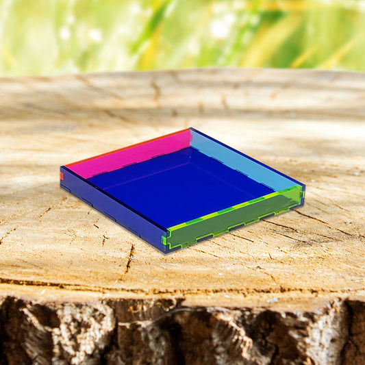 Square Multicolor Acrylic Tray Color: Cobalt Blue, Fluorescent Blue, Fluorescent Pink, Fluorescent  Green