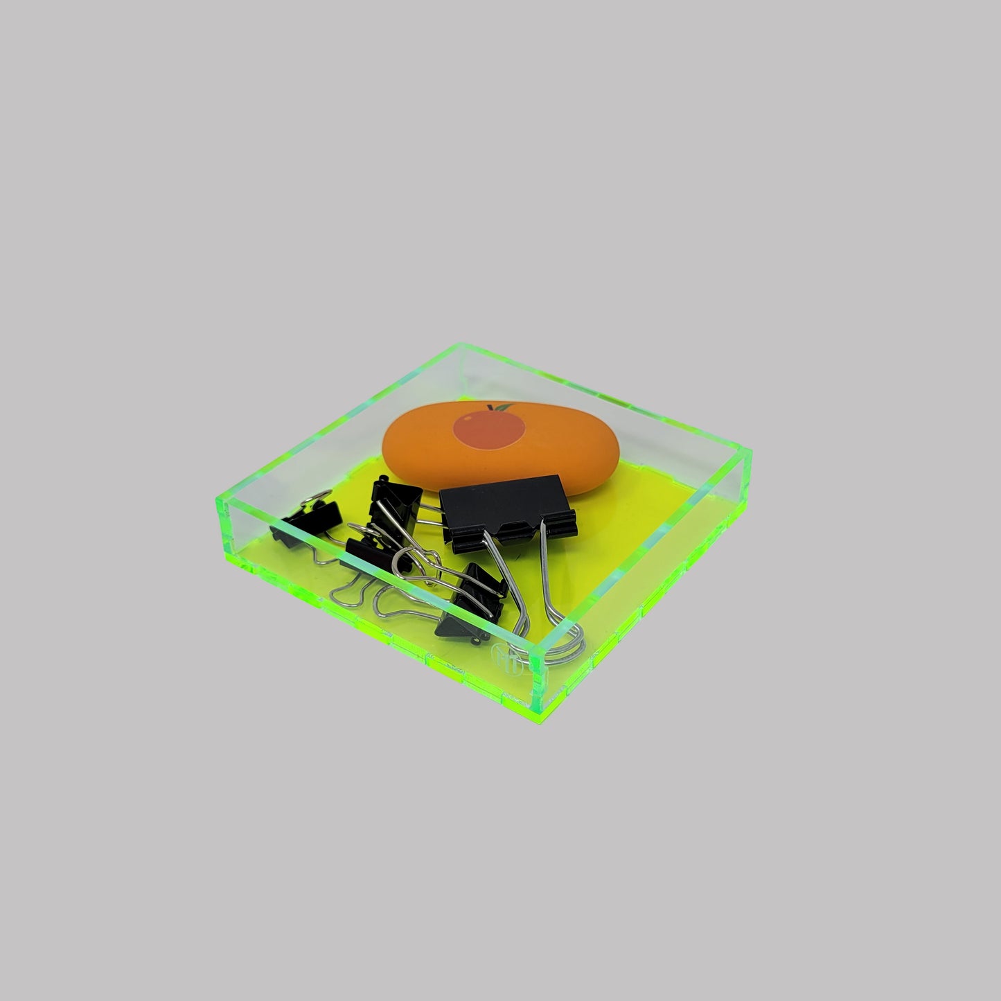 Square  Neon Green / Clear Acrylic Tray