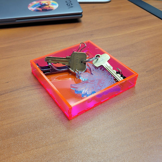 Square Neon Pink Acrylic Tray