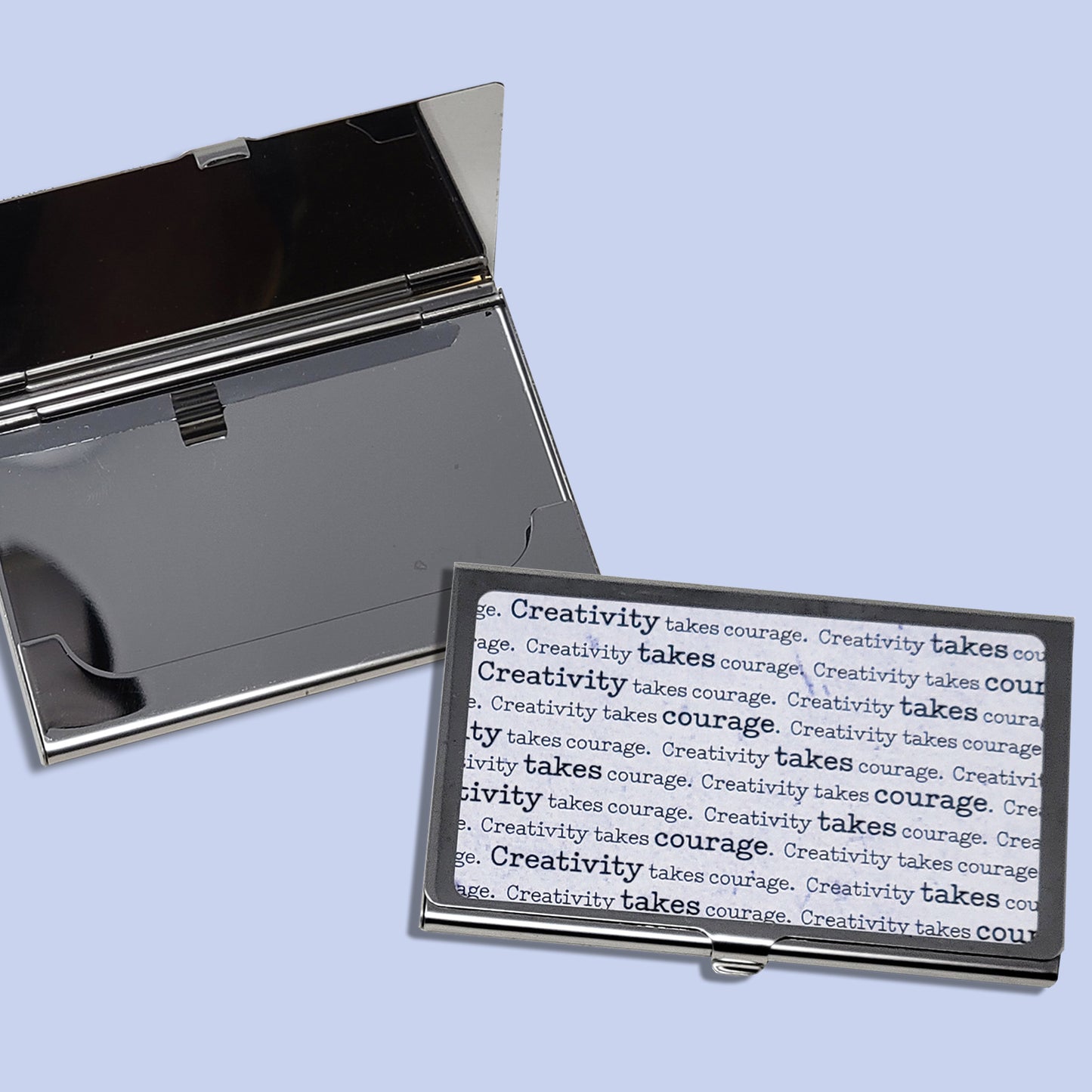 Metal Business Card Case | Henri Matisse Quote “Creativity takes courage.” illustration