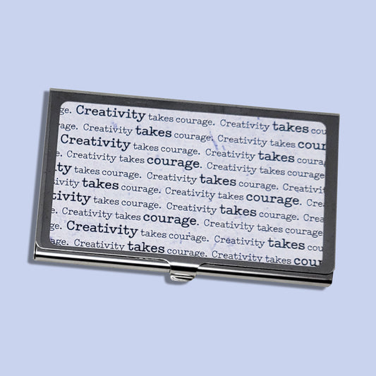 Metal Business Card Case | Henri Matisse Quote “Creativity takes courage.” illustration