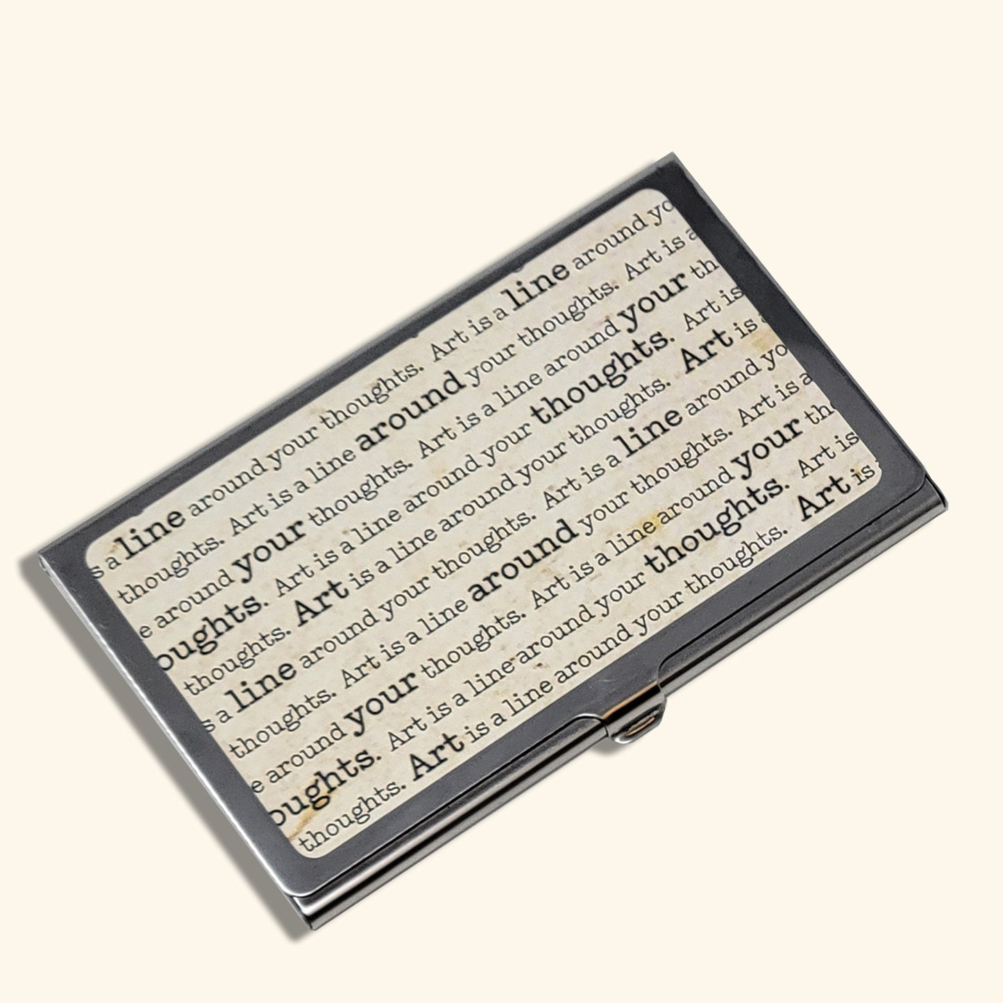 Metal Business Card Case | Gustav Klimt “Art Is A Line Around Your Thoughts” illustration.