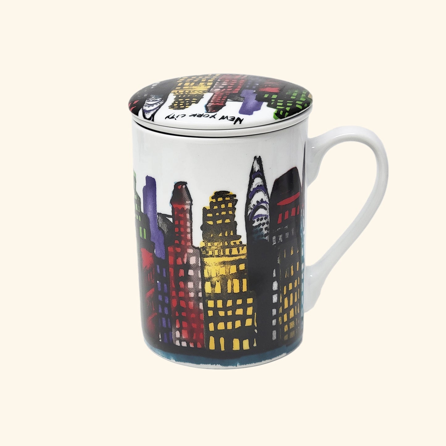 NYC Water Color Illustration on a tea cup